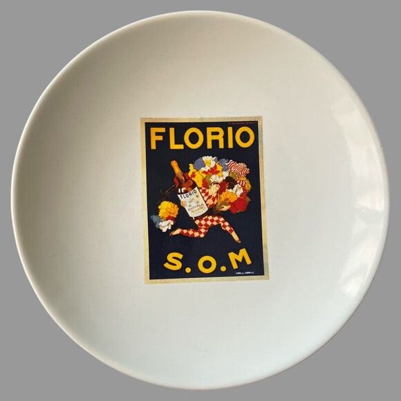 Pottery Barn Vintage Poster Plates Set of 4 8” Dessert Luncheon Cocktail Barware - Picture 4 of 9